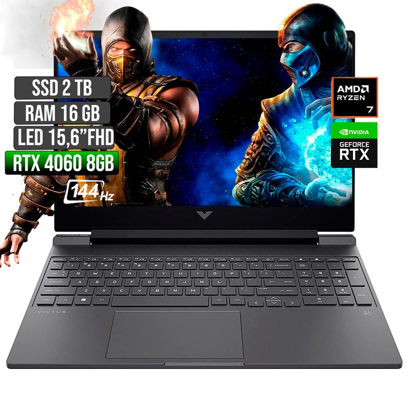 HP - HP VICTUS AMD RYZEN 7-8845HS RTX 4060 8GB SSD 2TB RAM 16GB LED 15,6" FHD 144Hz