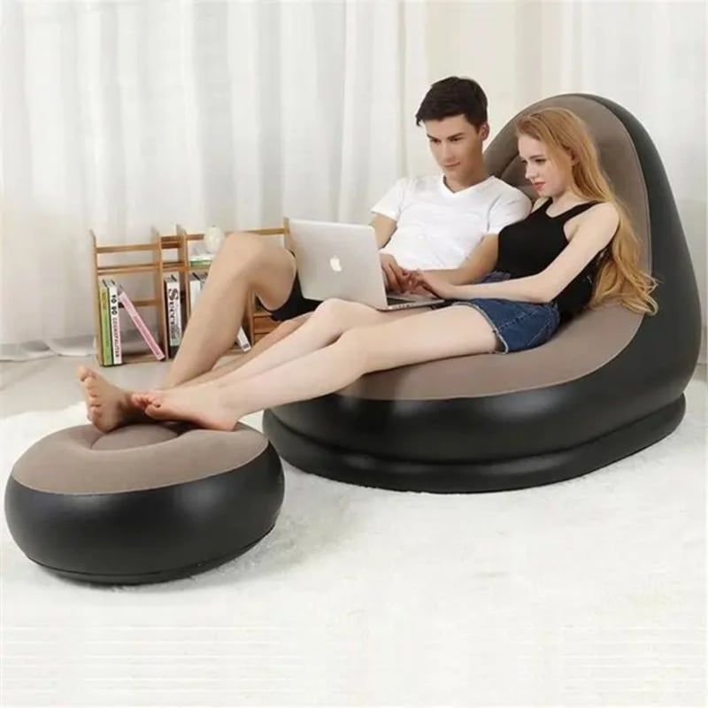 SKY - Sillón Sofá Inflable con Puff Reposapiés de Descanso