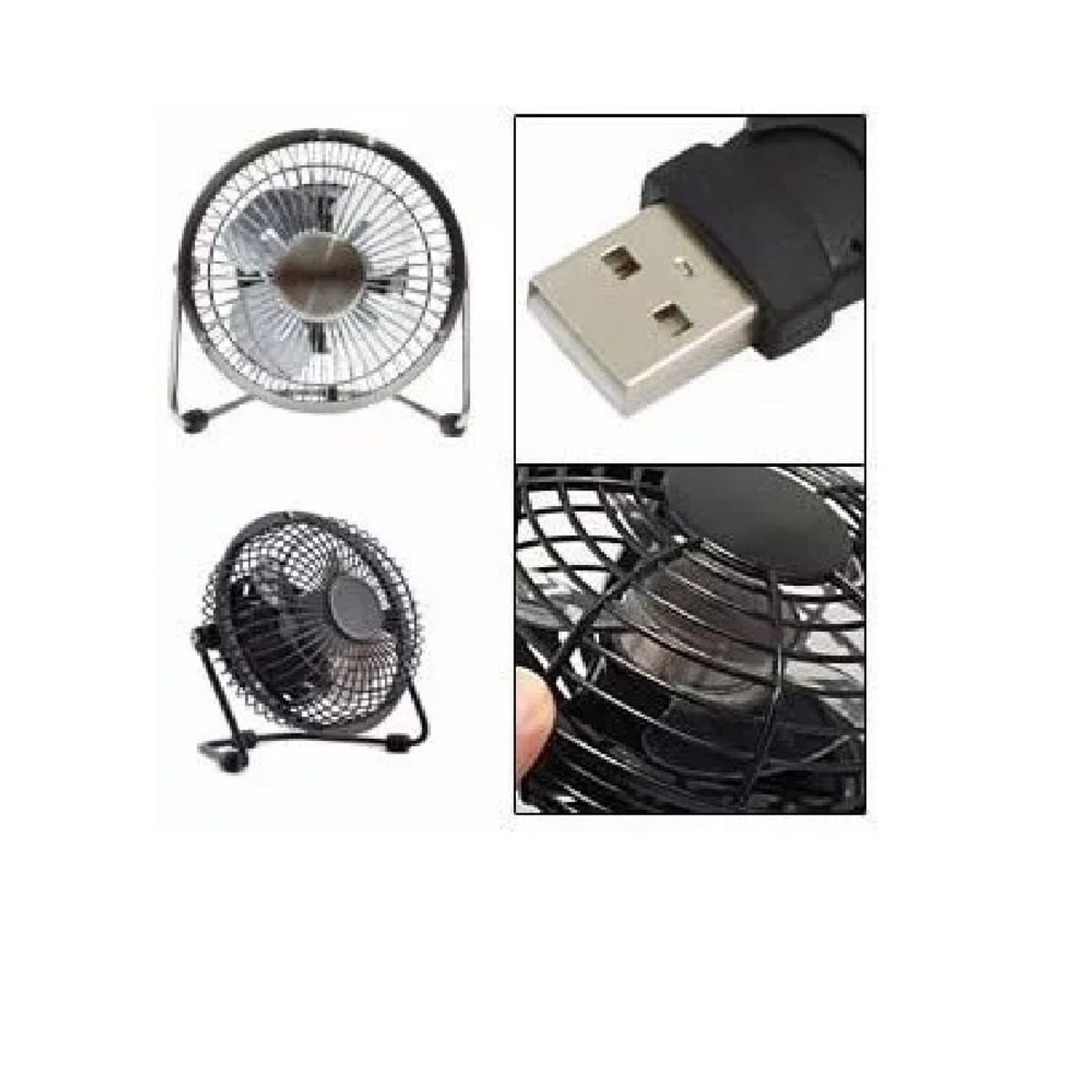 GENERICO - Mini Ventilador USB Metalico Pc 4 pulgadas Negro