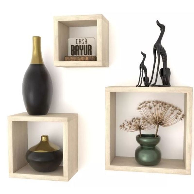 GENERICO - Set Combo 3 Repisas Cubos Flotante Decorativo Minimalista Arena