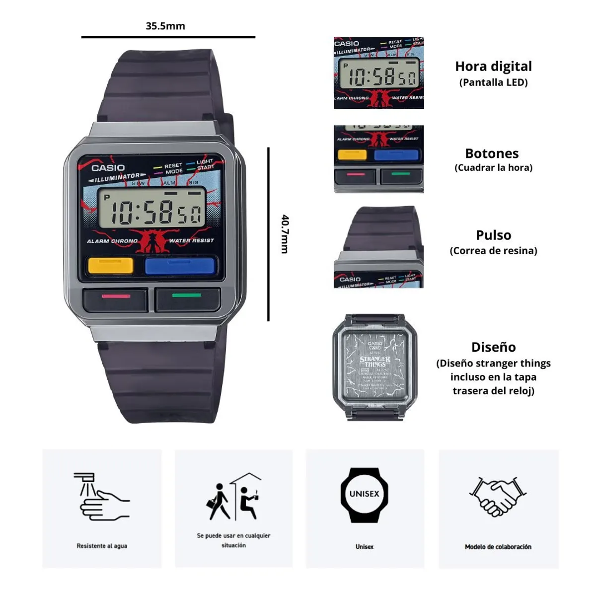 CASIO - Reloj Casio Vintage A120WEST-1ADR Edicion Stranger Things
