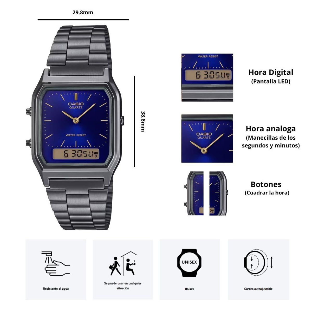 CASIO - Reloj Casio AQ-230GG-2A Diseño Vintage