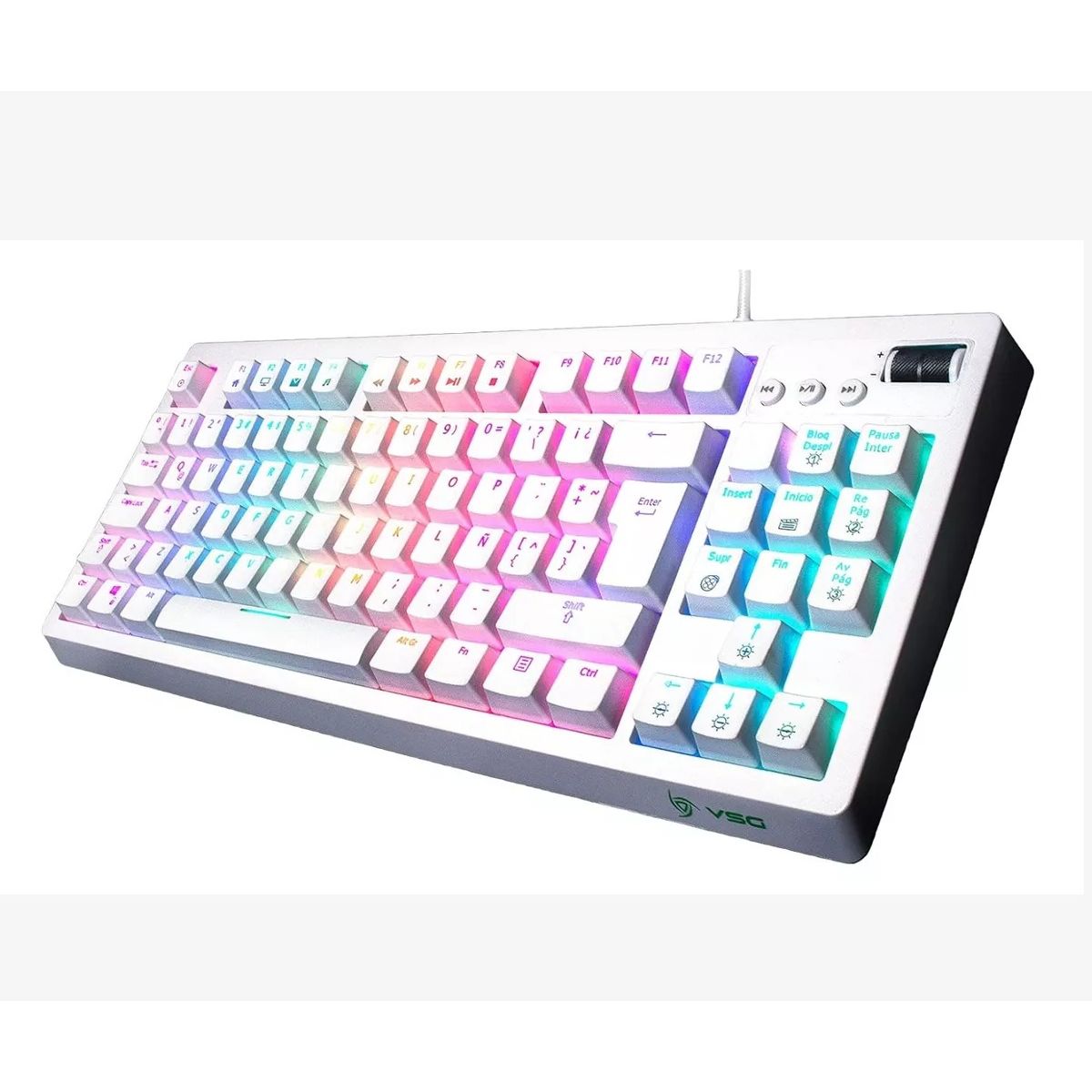 VSG COLOMBIA - Teclado Mecánico Al 80% Switch Azul Vsg Quasar White Edition