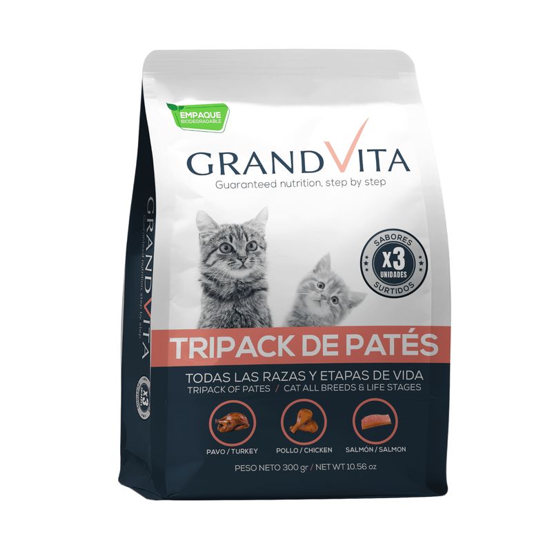 CATLIKE - Alimento Grand Vita Tripack Surtido De Pates Para Gato 300gr
