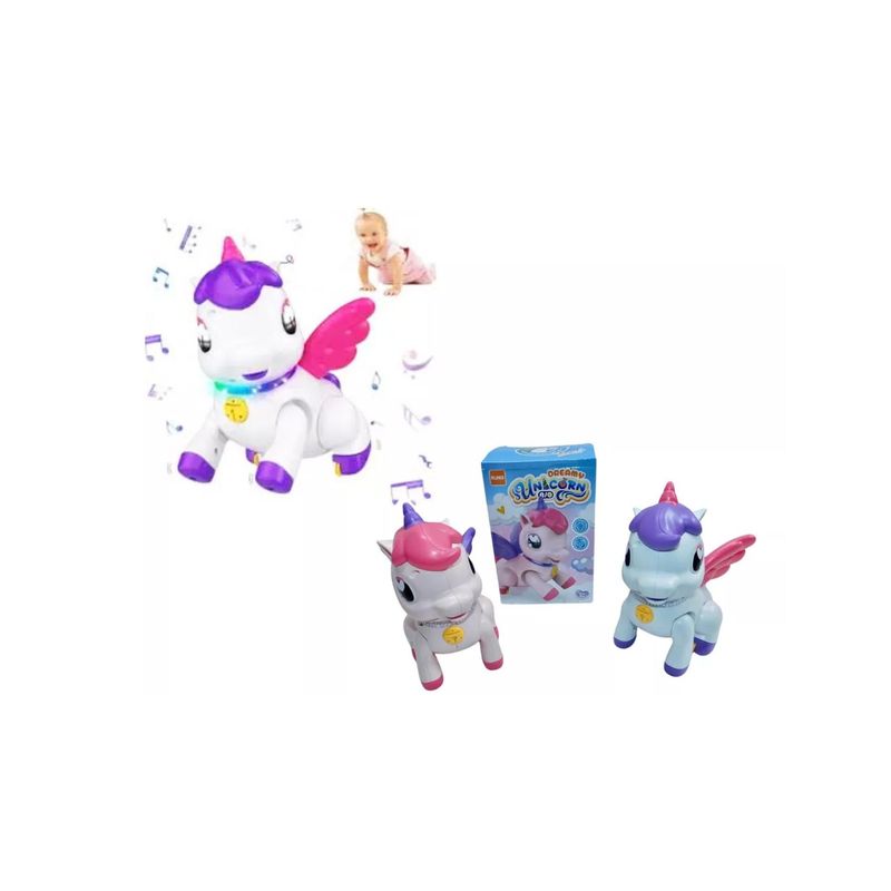 MAZUGI - Juguete Musical De Unicornio Para Gatear Con Luces Y Sonidos