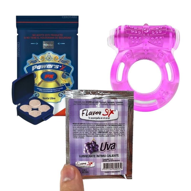 GENERICO - Kit Potenciador Sexual + Anillo Vibrador + Aceite Comestible