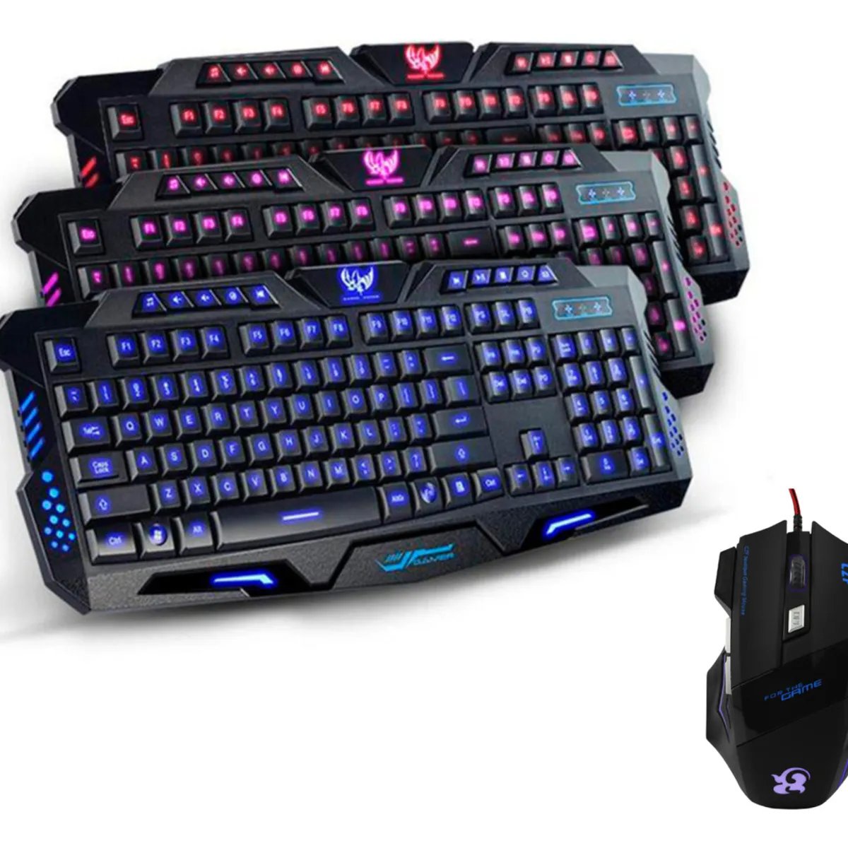 NEOTEK - Set Gamer Pro Teclado M200 RGB y Mouse con 7 Botones
