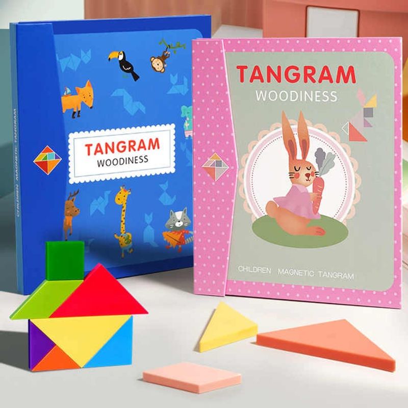 GENERICO - Rompecabezas Magnético Tangram Pensamiento Matemático Azul
