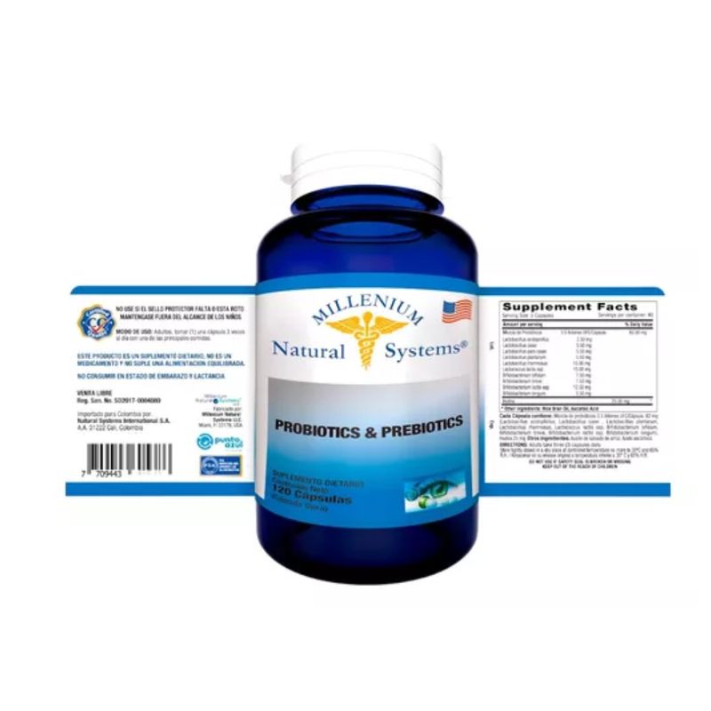 MILLENIUM NATURAL SYSTEMS - Probiotics & prebiotics x120 capsulas