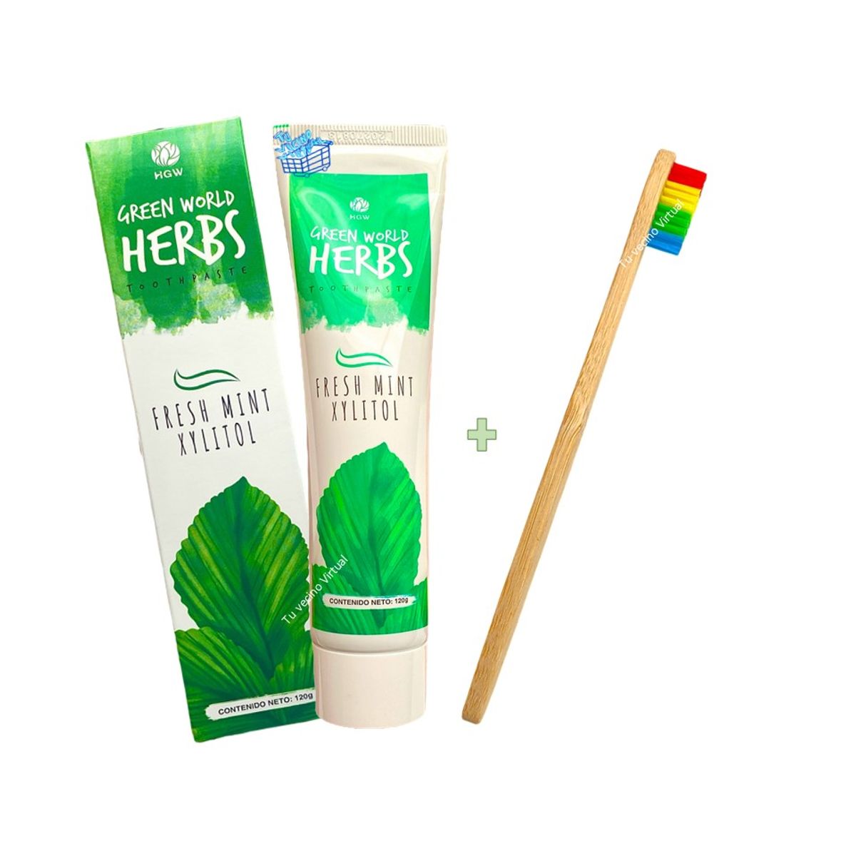 HEALTHY AMERICA - Pasta Dental Herbal Hgw Natural + Cepillo Dental Bambu Ecologico