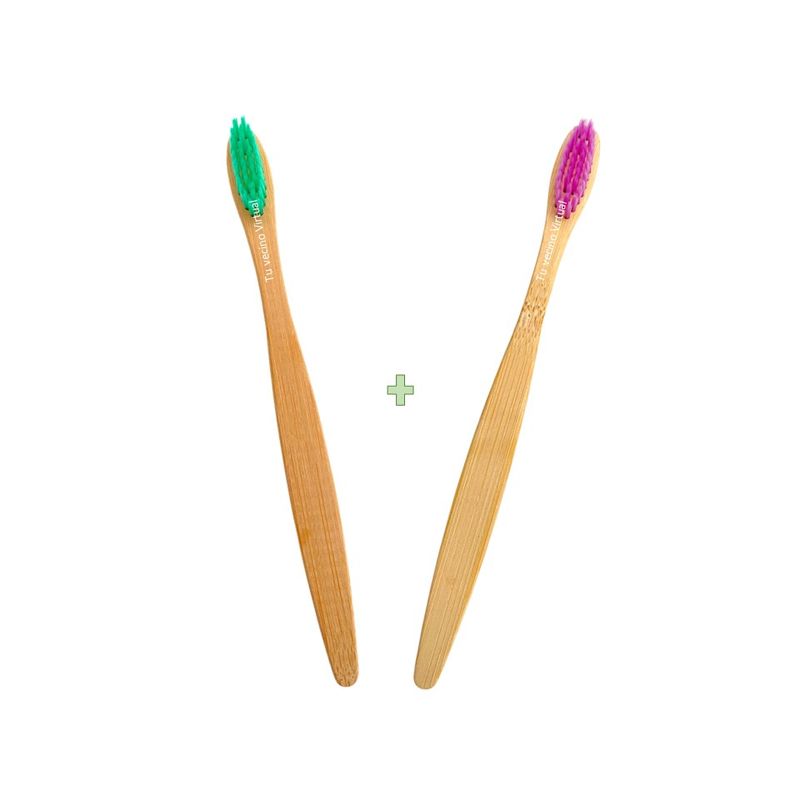 GENERICO - 2 Cepillos Dentales De Bambu Ecologico