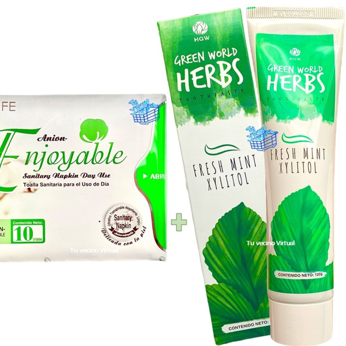 VARIOS - kit x2 Pasta Dental Herbal Natural y Toallas Sanitaria Turmalina Hgw