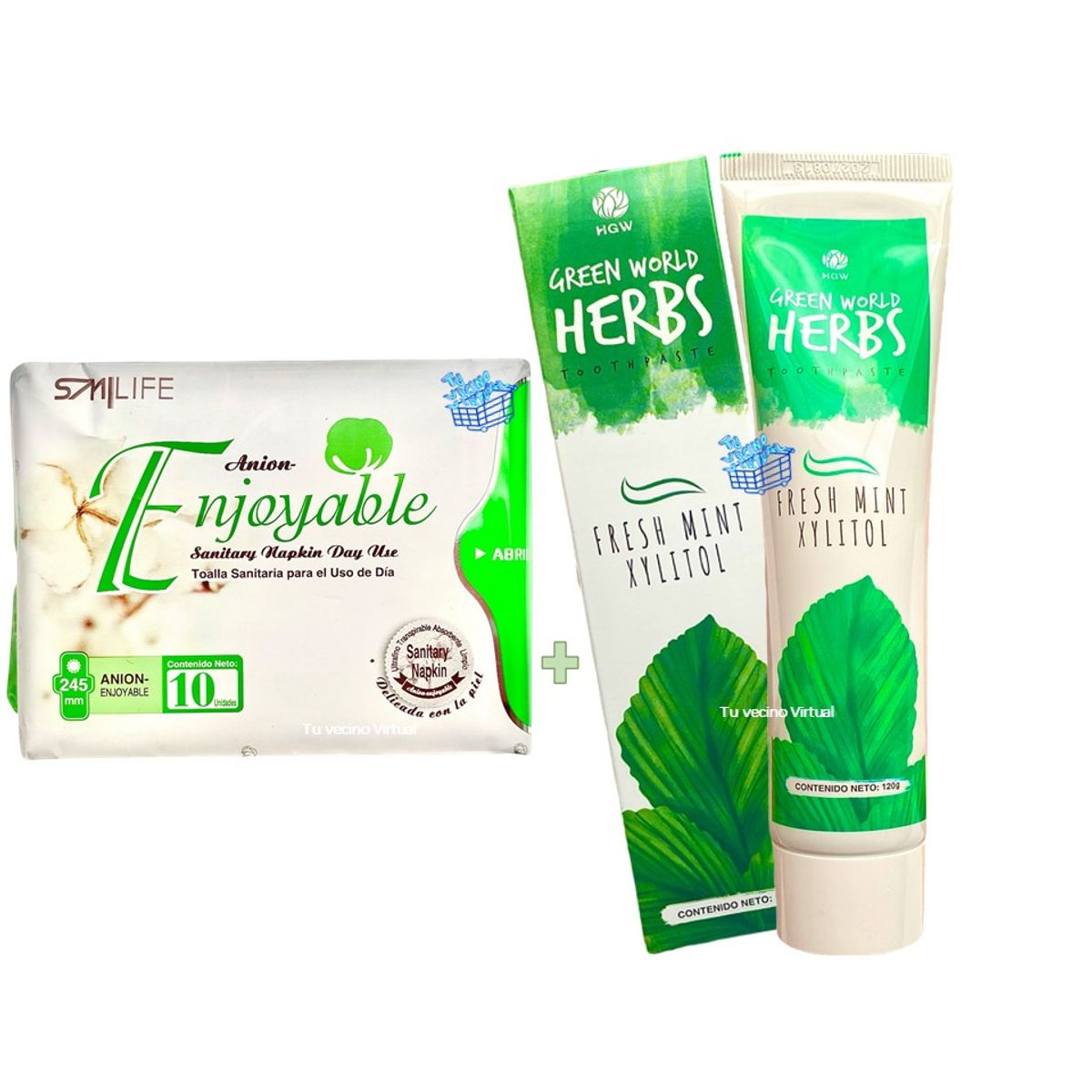 VARIOS - kit x2 Pasta Dental Herbal Natural y Toallas Sanitaria Turmalina Hgw