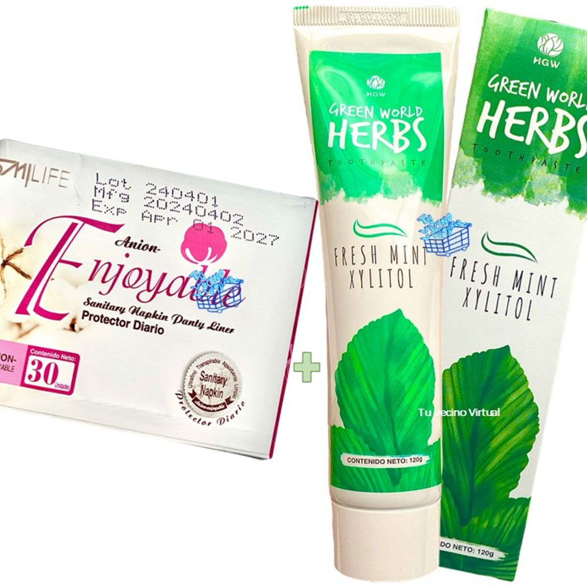 HEALTHY AMERICA - kit x2 Pasta Dental Herbal Natural y Protectores Diarios HGW