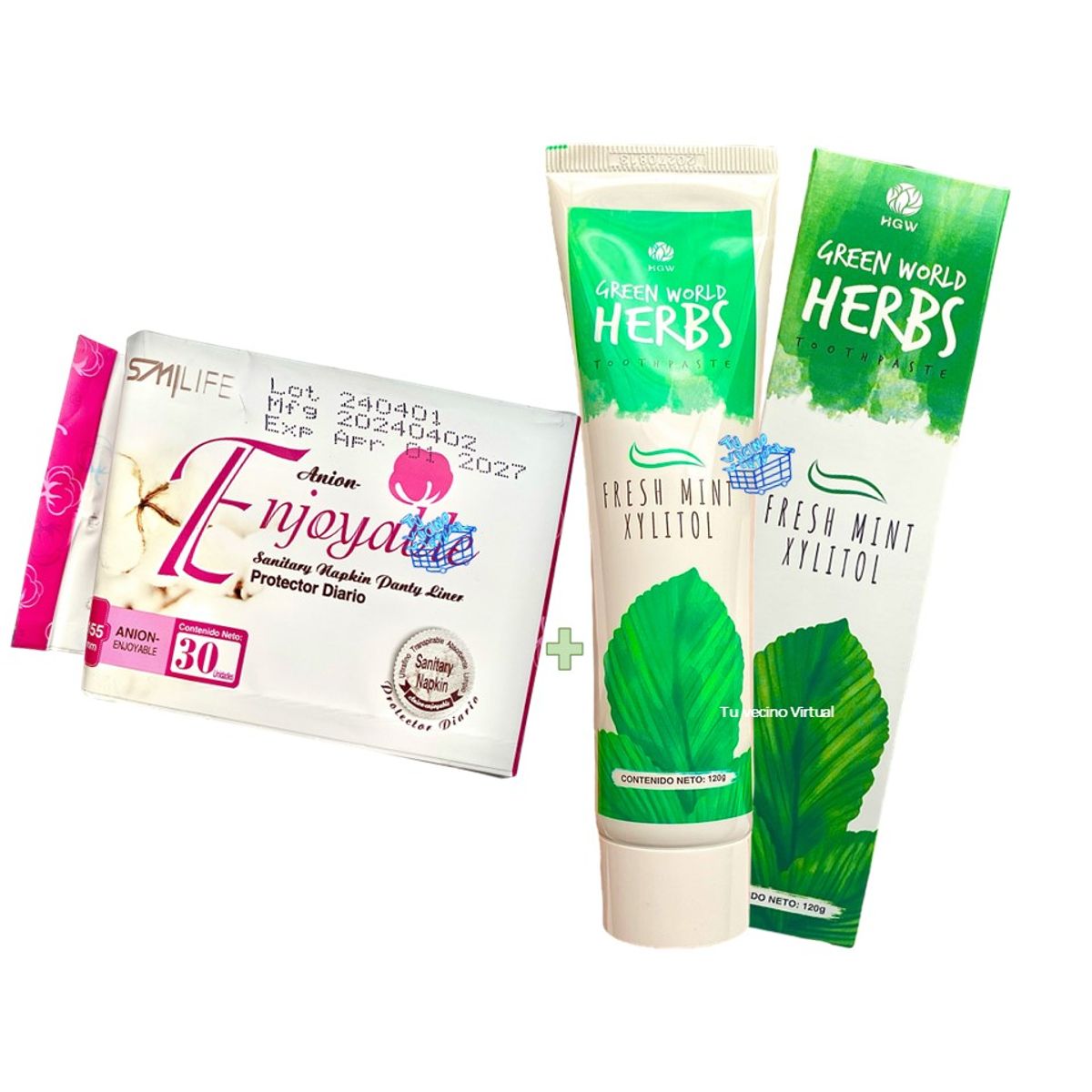 HEALTHY AMERICA - kit x2 Pasta Dental Herbal Natural y Protectores Diarios HGW