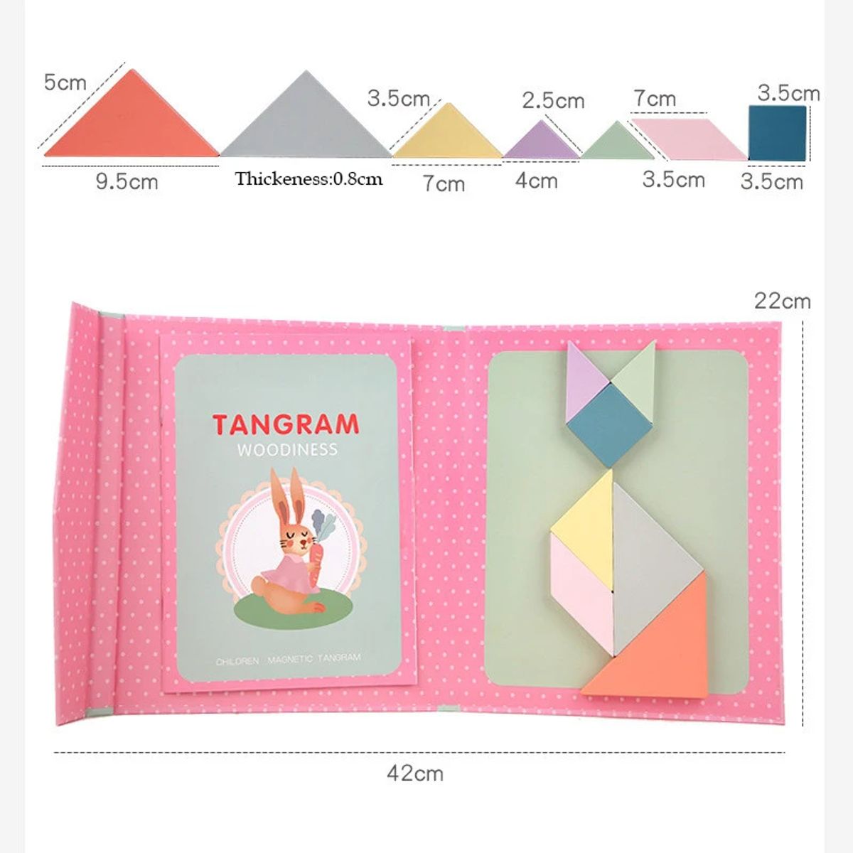 GENERICO - Rompecabezas Magnético Tangram Pensamiento Matemático Rosa