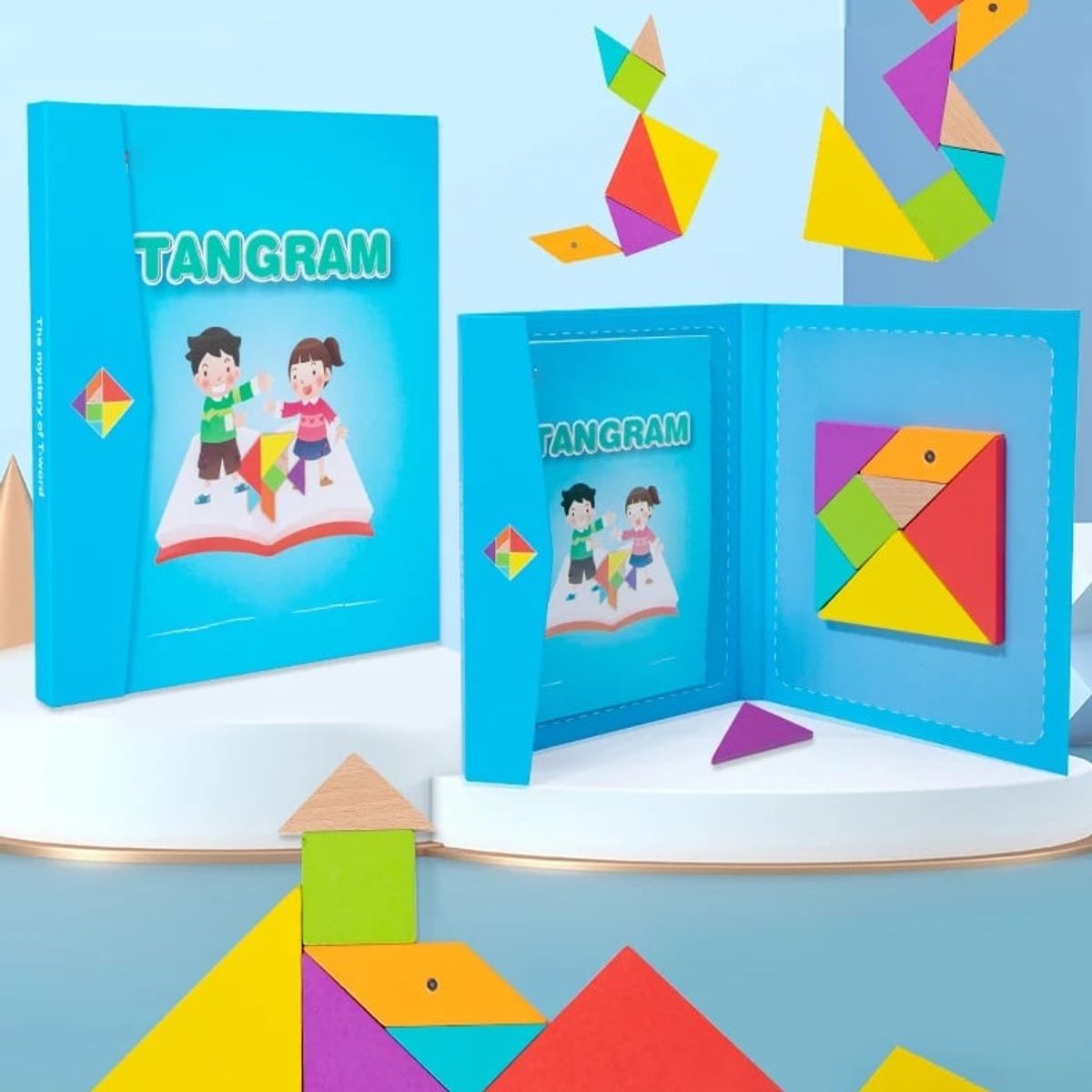 GENERICO - Rompecabezas Magnético Tangram Pensamiento Matemático Cian