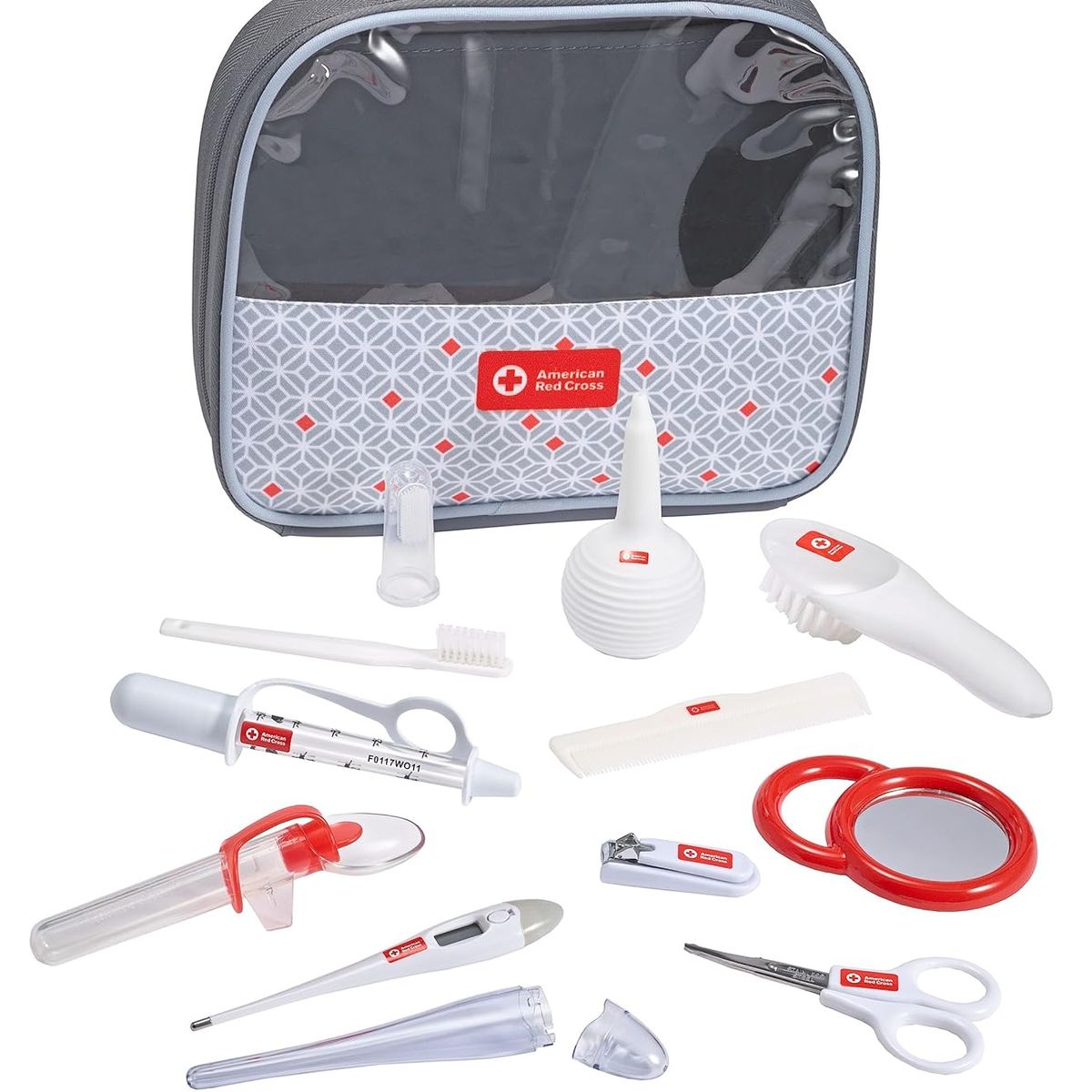THE FIRST YEARS - Kit De Aseo De Bebes x 13 Piezas - Blanco Con Rojo
