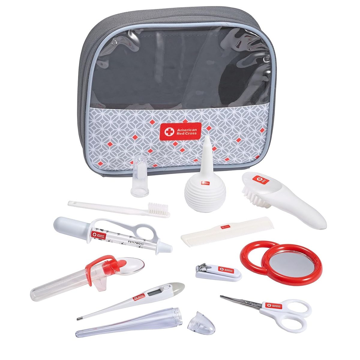 THE FIRST YEARS - Kit De Aseo De Bebes x 13 Piezas - Blanco Con Rojo