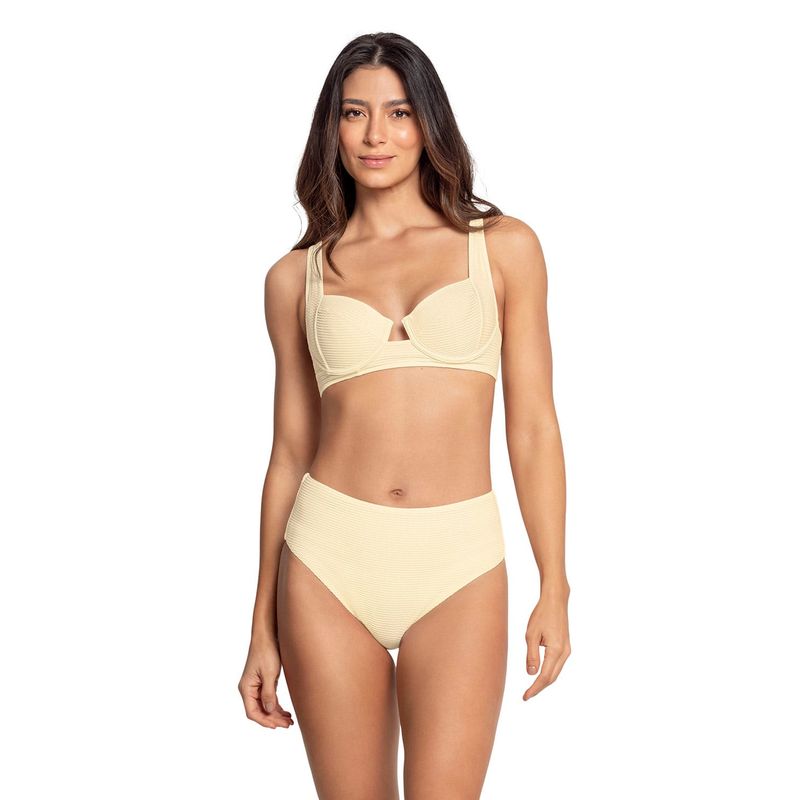LEONISA - Leonisa Bikini en textura acanalada panty tiro alto y top con arcos