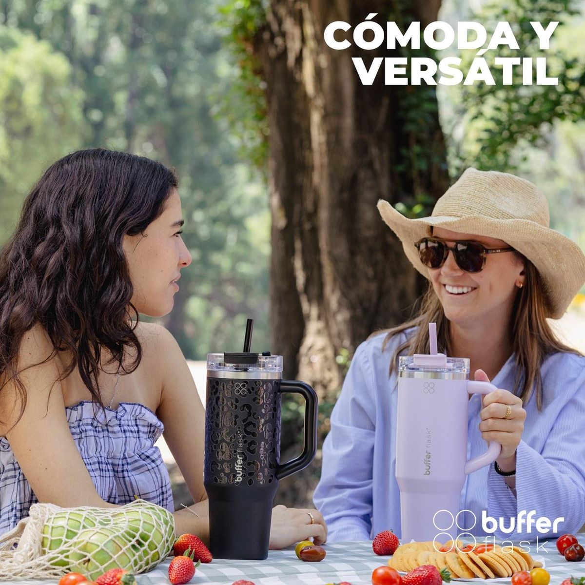 BUFFER FLASK - Termo Vaso Termico 1.2 lt Buffer Acero Inox + Pitillo - Negro