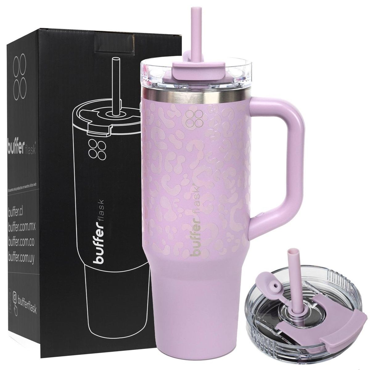 BUFFER FLASK - Termo Vaso Termico 1.2 lt Buffer Acero Inox + Pitillo - Lavanda