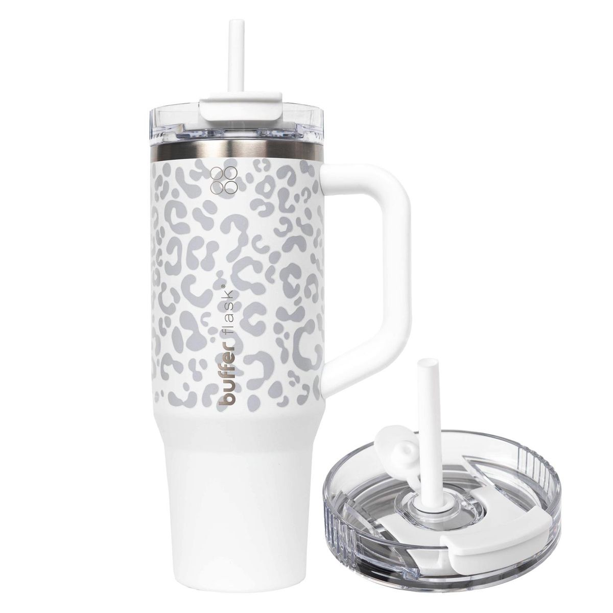 BUFFER FLASK - Termo Vaso Termico 1.2 lt Buffer Acero Inox + Pitillo - Blanco