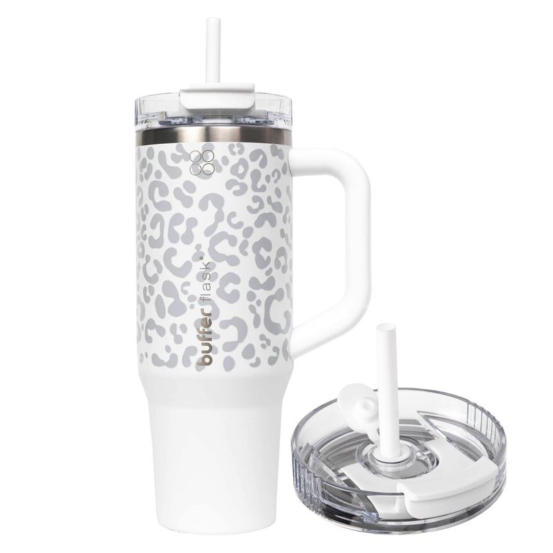 BUFFER FLASK - Termo Vaso Termico 1.2 lt Buffer Acero Inox + Pitillo - Blanco