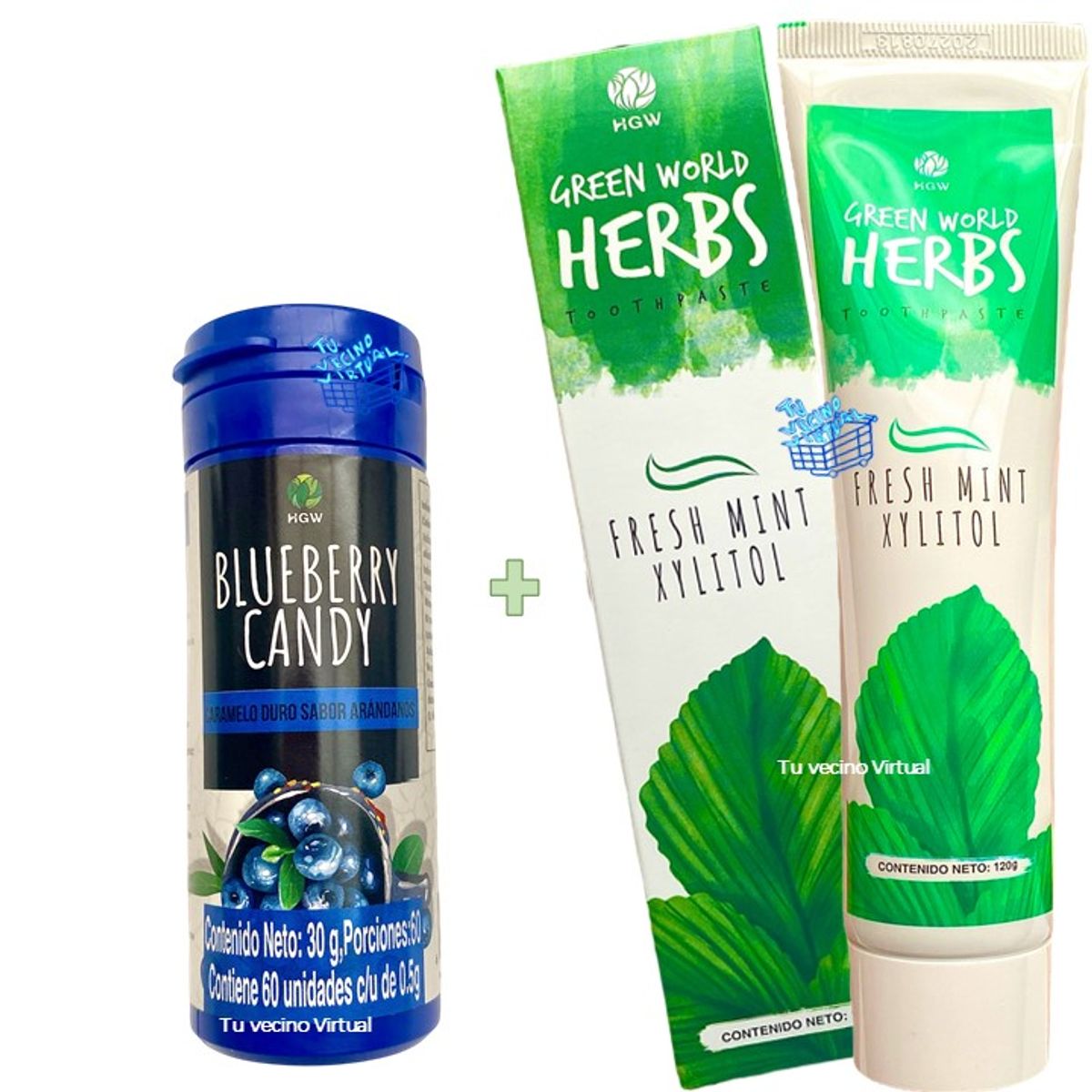 HEALTHY AMERICA - Pasta Dental Herbal Natural y Blueberry Candy Arandanos Hgw