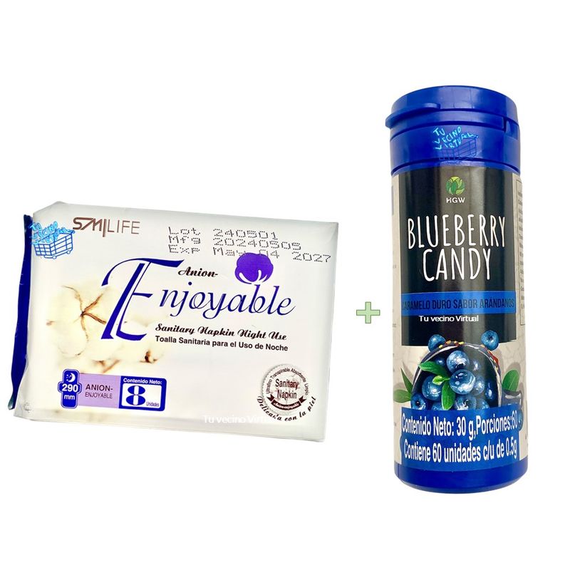 VARIOS - Blueberry Candy Arandanos y Toalla Nocturnas Hgw 8 Und
