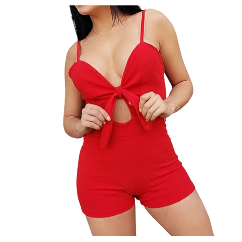 VIA7 - Enterizo corto pegado de tiras y escote busto mujer