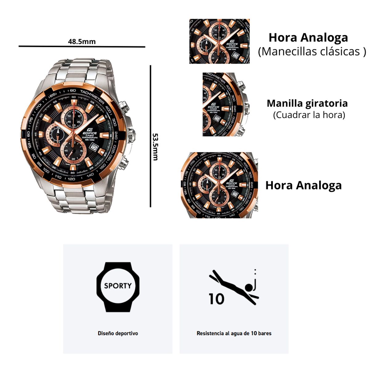 CASIO - Reloj Edifice Casio EF-539D-1A5 Cronógrafo estándar