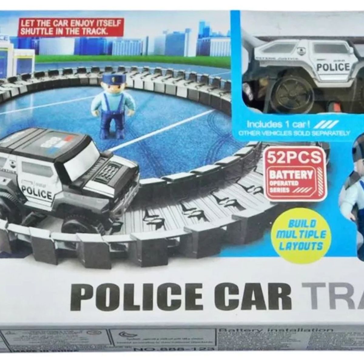 MAZUGI - Patrulla Track Pista Policía Juguete Carro Con Luces