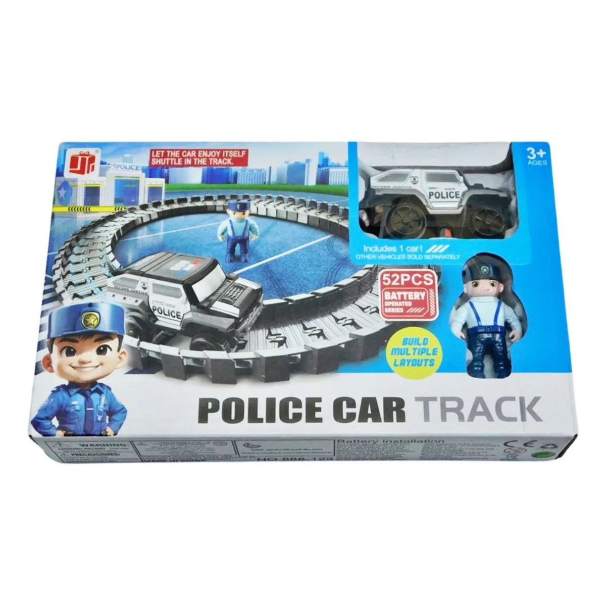 MAZUGI - Patrulla Track Pista Policía Juguete Carro Con Luces