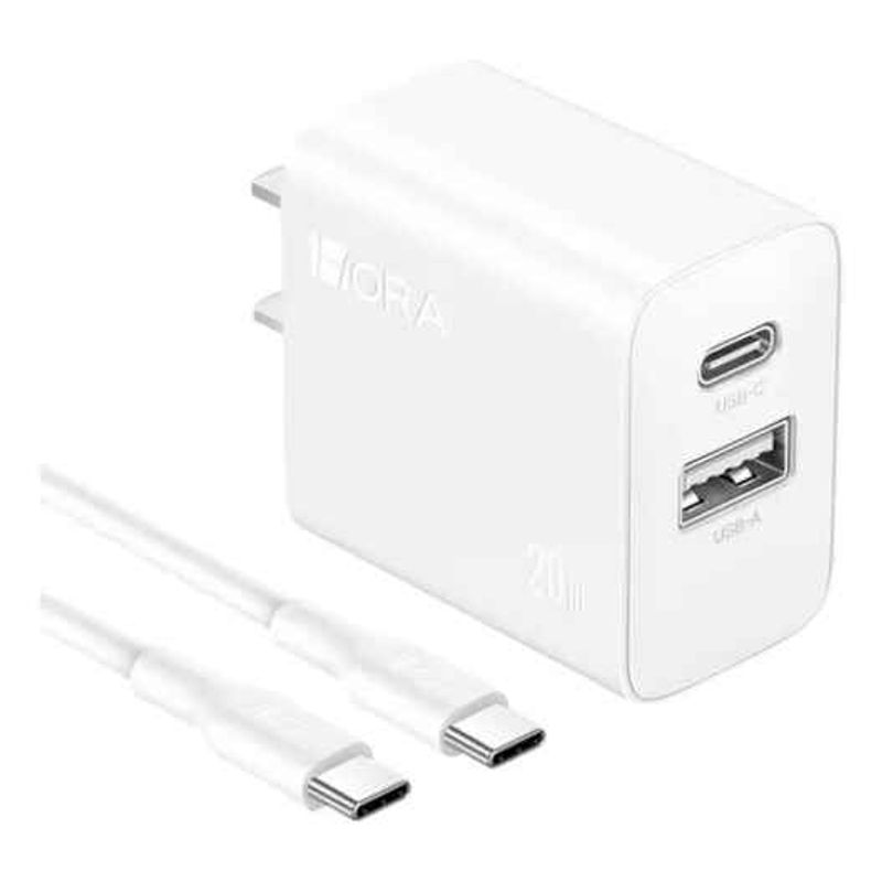GENERICO - Cargador 2 En 1 Carga Rápida 20w Salida Dual + Cable Tipo C