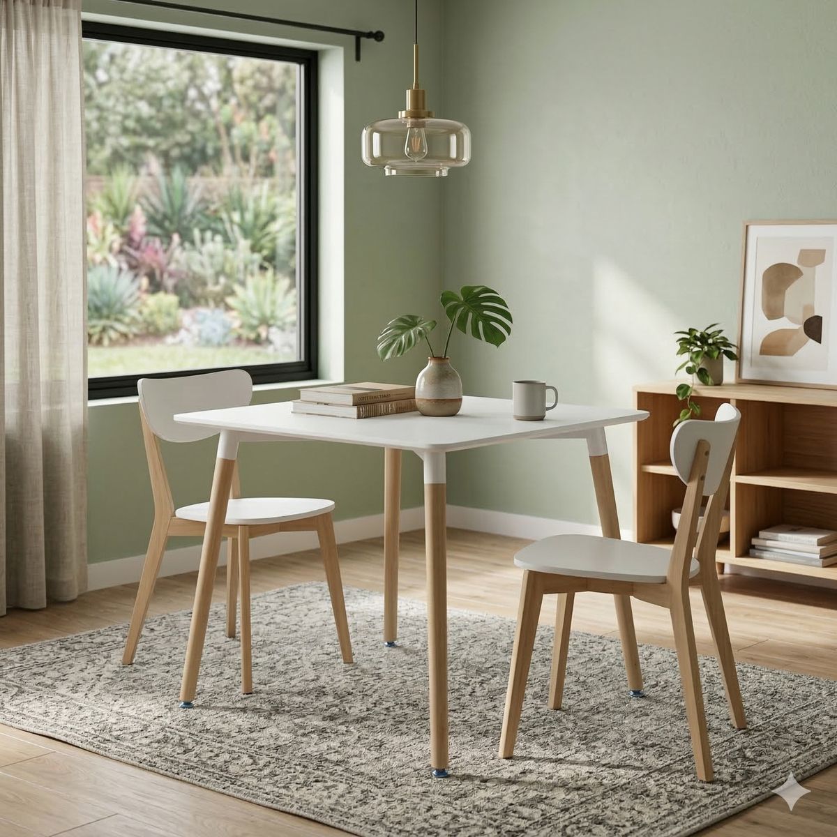 AKIVOY - Mesa de Comedor Eames Cuadrada Color Blanco.