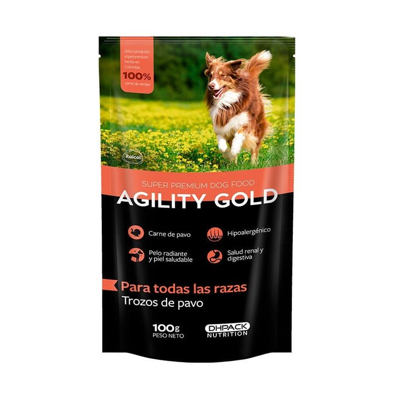 ITALCOL - Agility Gold Humedo Trozos Pavo Perros Adultos 100G
