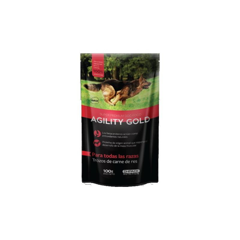 ITALCOL - Agility Gold Humedo Trozos Carne De Res Perros Adultos 100G