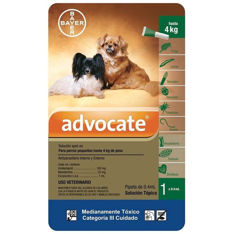 BOEHRINGER INGELHEIM - Advocate Antiparasitario Perros Hasta 4Kg Pipeta 04Ml