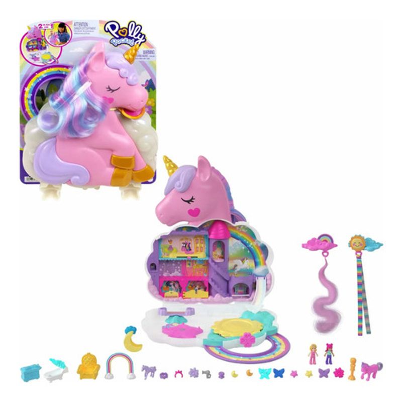 GENERICO - Polly Pocket - Salon De Unicornio Arcoiris - 28 Sorpresas