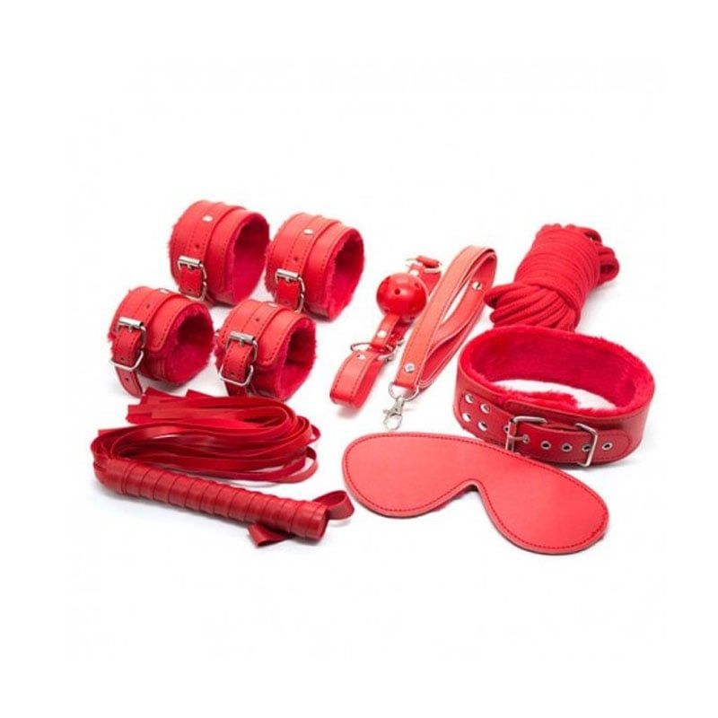 GENERICO - Elegante Kit bdsm Bondage 7 Piezas Yeain - Rojo