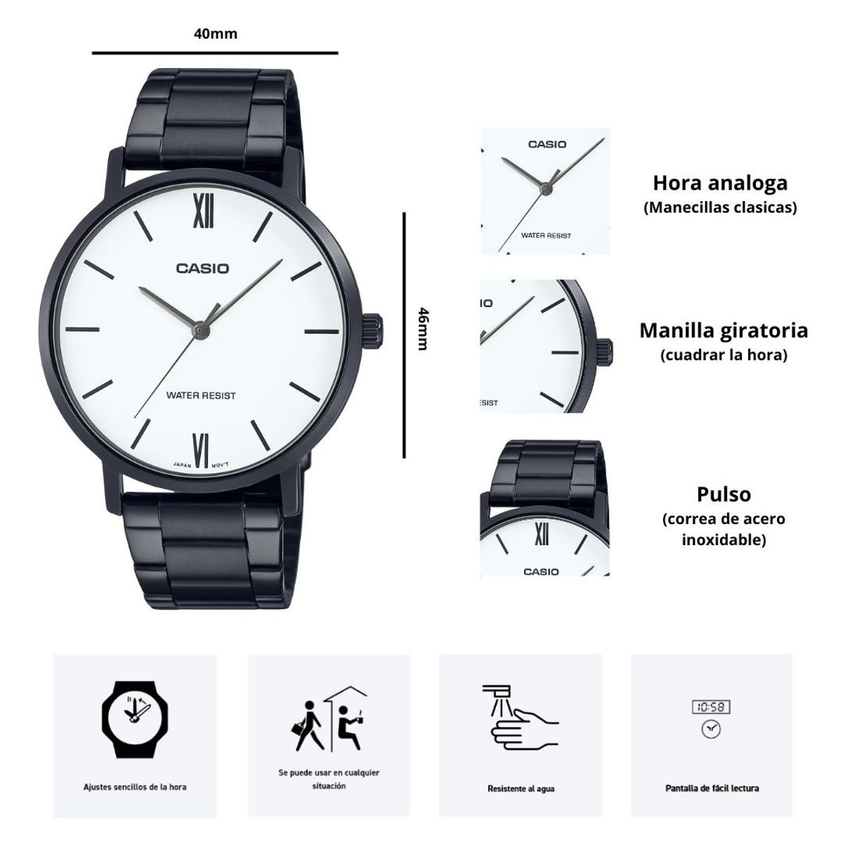 CASIO - Reloj Casio Referencia MTP-VT01B-7B Diseño Elegante