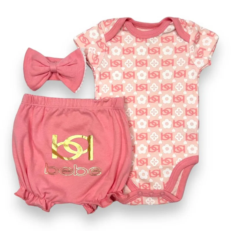 AMERICAN GENERICS - Conjunto 3 Pcs Ropa Para Bebe Niña 100% Algodon Bebe
