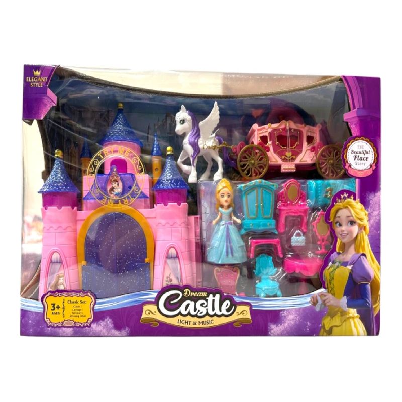 GENERICO - CASTILLO DE JUGUETE ROSADO UNICORNIO Y ACCESORIOS SG-29066