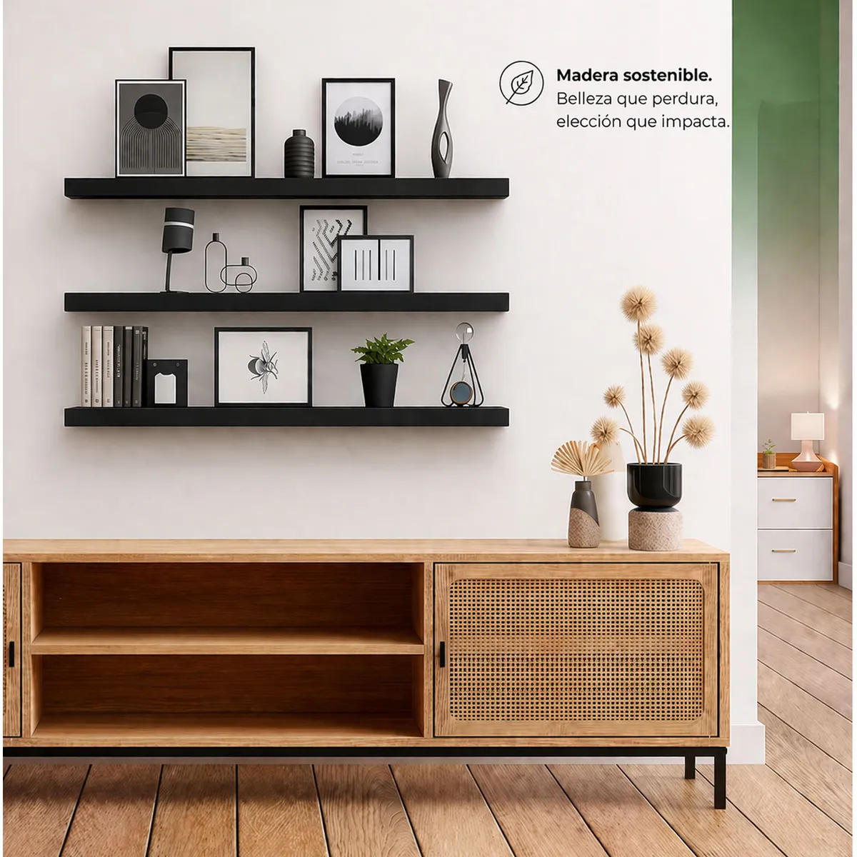 ONE PIXEL - Repisas Flotantes Decoracion Moderna Negra x 3 One Pixel