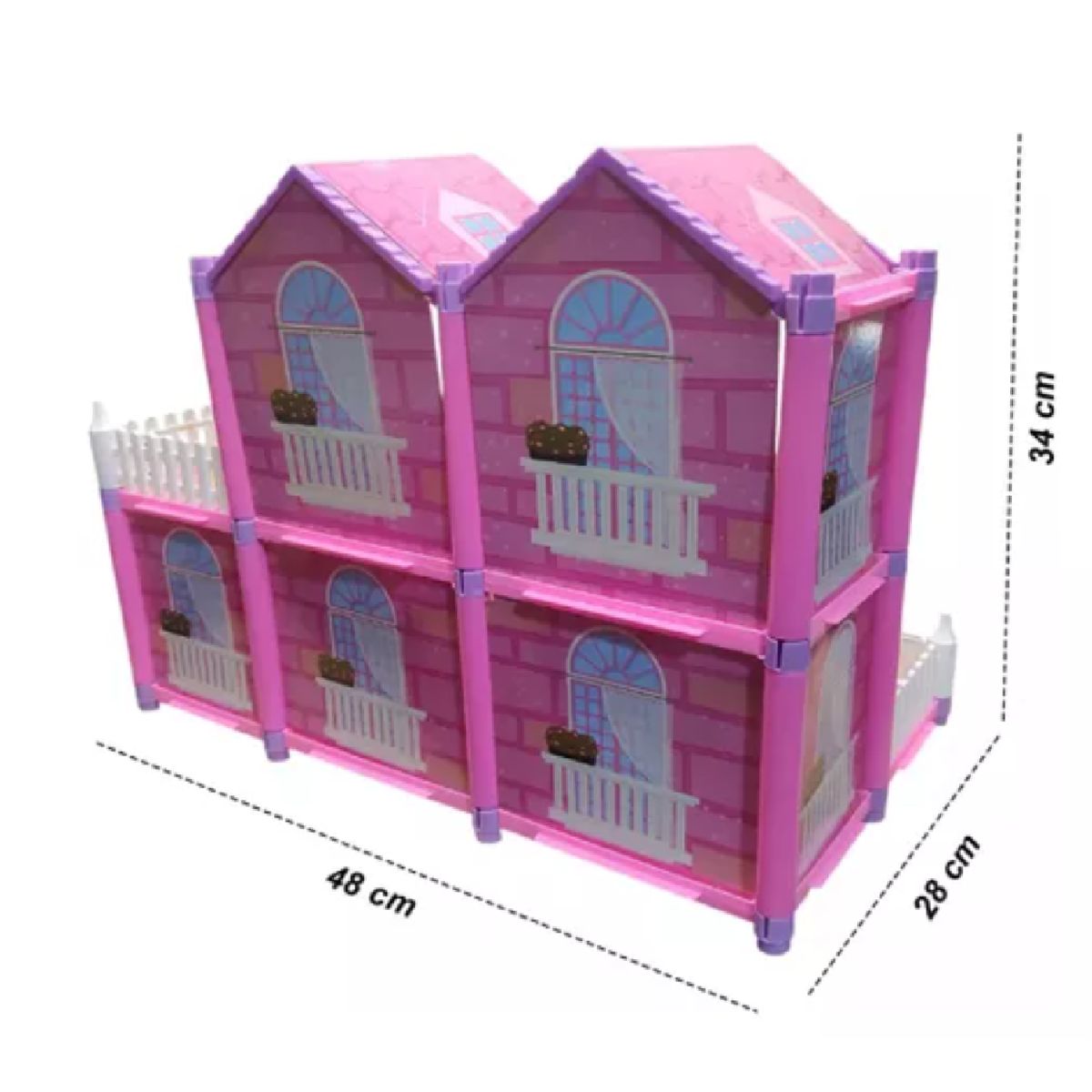 GENERICO - CASA DE MUÑECAS ARMABLE ROSA DE DOBLE PISO DSJ55