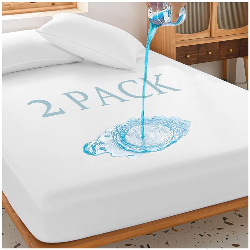 ONE PIXEL - Protector De Colchon X 2 Impermeable Antifluidos Cama Doble 1.40 x 2