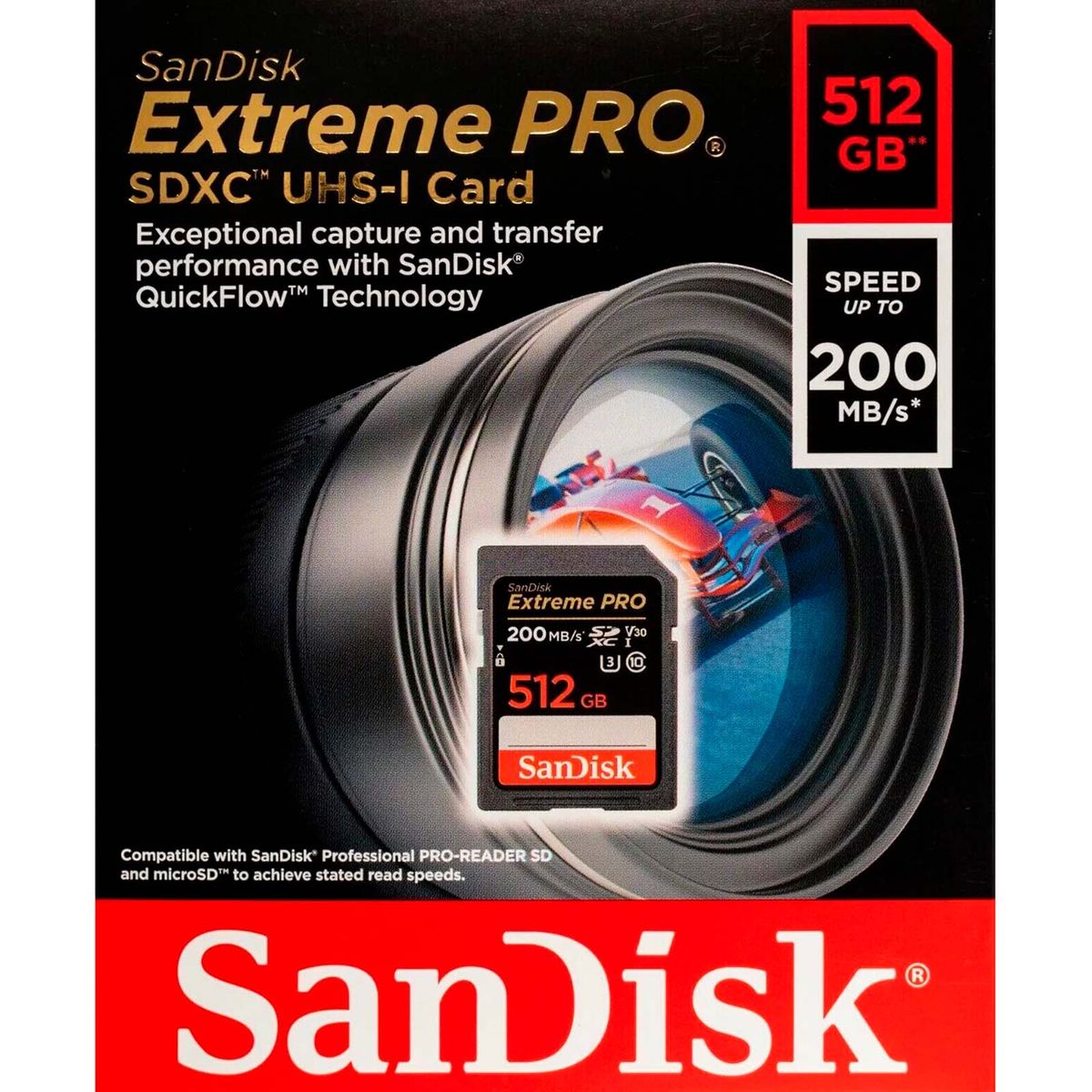 SANDISK - SD Card 512GB SanDisk Extreme PRO 200MBs