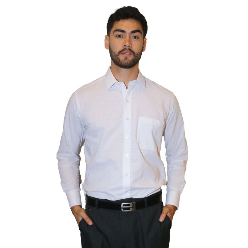 L Y H - Camisa Para Hombre Manga Larga Blanco Marca L&H