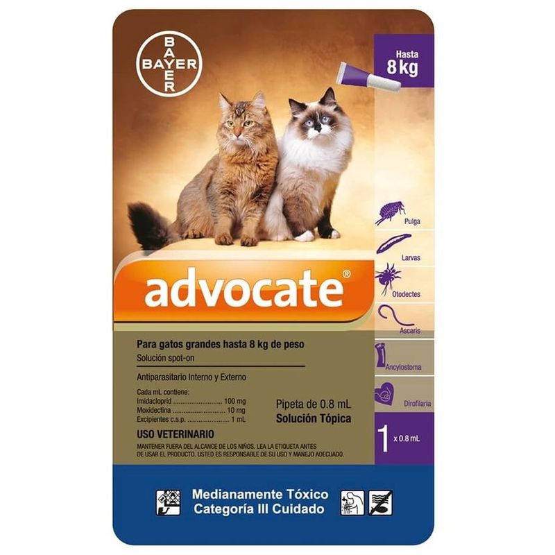 BOEHRINGER INGELHEIM - Advocate Antiparasitario Gatos Hasta 8Kg Pipeta 08Ml